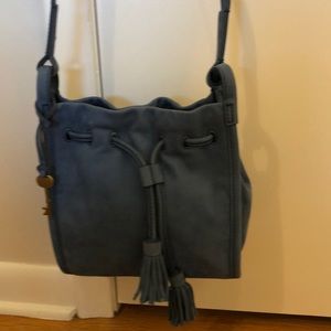 Blue Suede Fossil Crossbody Purse